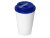 Пластиковый стакан Take away с двойными стенками и крышкой с силиконовым клапаном, 350 мл, белый/темно-синий