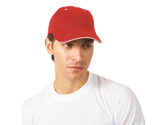 Бейсболка New Castle 6-ти панельная, красный/натуральный Бейсболка New Castle 6-ти панельная, красный/натуральный