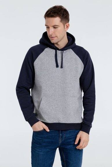 Толстовка унисекс Seattle, серый меланж с темно-синим Толстовка унисекс Seattle, серый меланж с темно-синим