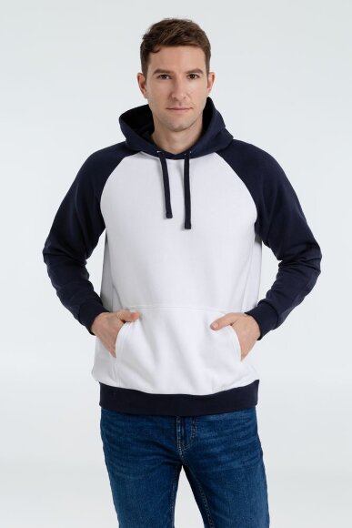 Толстовка унисекс Seattle, белая с темно-синим Толстовка унисекс Seattle, белая с темно-синим