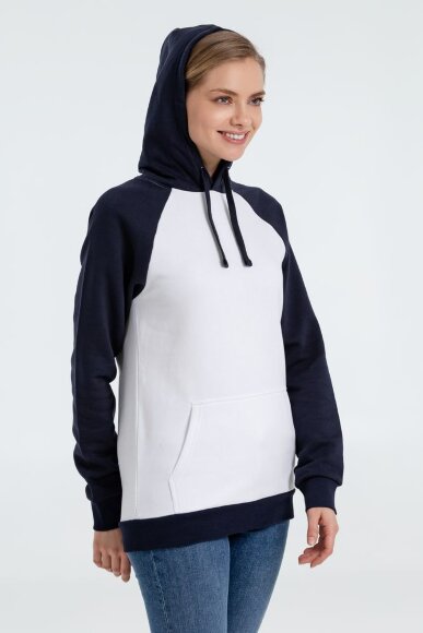 Толстовка унисекс Seattle, белая с темно-синим Толстовка унисекс Seattle, белая с темно-синим