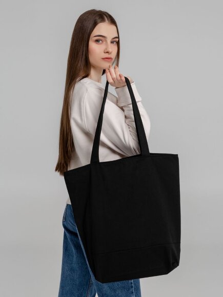 Сумка для покупок на молнии Shopaholic Zip, черная Сумка для покупок на молнии Shopaholic Zip, черная