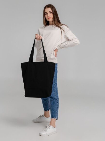 Сумка для покупок на молнии Shopaholic Zip, черная Сумка для покупок на молнии Shopaholic Zip, черная