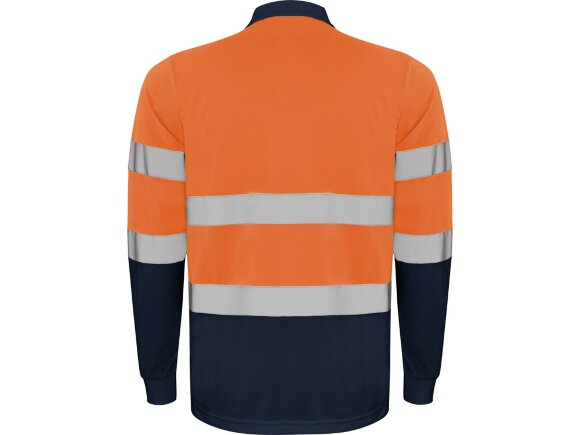 Поло Polaris мужское c длинным рукавом, нэйви/неоновый оранжевый