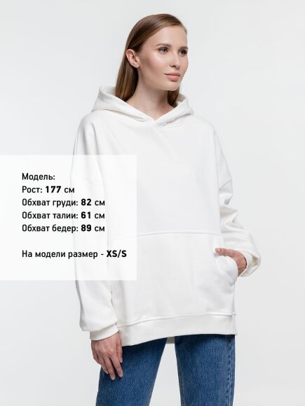 Худи оверсайз Kulonga Comfort Heavy, молочно-белое Худи оверсайз Kulonga Comfort Heavy, молочно-белое
