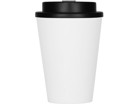 Пластиковый стакан Take away с двойными стенками и крышкой с силиконовым клапаном, 350 мл, белый/черный