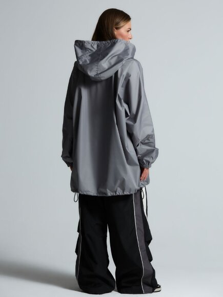 Дождевик-анорак Hard Work, укороченный, серый, единый размер Дождевик-анорак Hard Work, укороченный, серый, единый размер