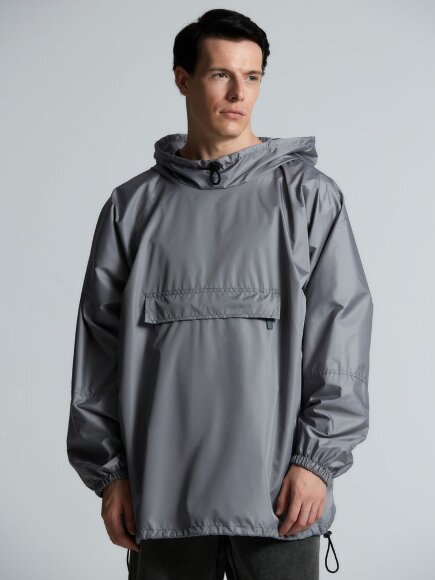 Дождевик-анорак Hard Work, укороченный, серый, единый размер Дождевик-анорак Hard Work, укороченный, серый, единый размер