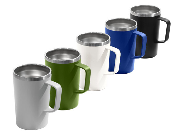 Стальная кружка с двойными стенками и порошковым покрытием Tibet, серый