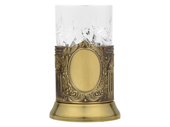 Чайный набор с подстаканником и фарфоровым чайником ЭГОИСТ-Л, золотистый/белый