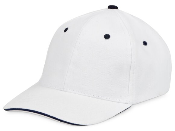 Бейсболка New Castle 6-ти панельная, белый/темно-синий Бейсболка New Castle 6-ти панельная, белый/темно-синий