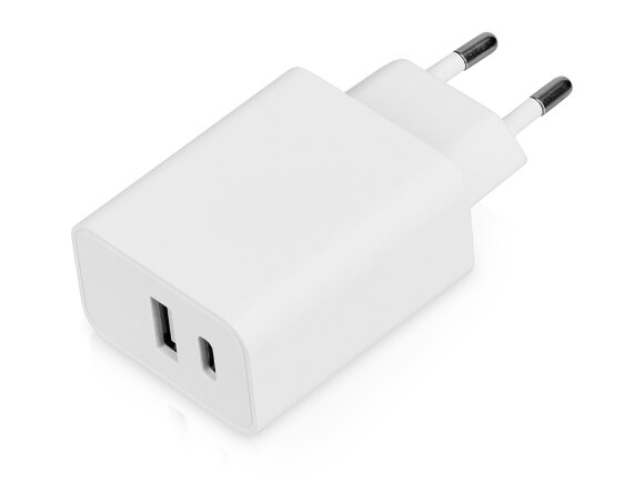 Сетевое зарядное устройство c выходами USB-A и USB-C Recharger, 10 Вт, белый Сетевое зарядное устройство c выходами USB-A и USB-C Recharger, 10 Вт, белый