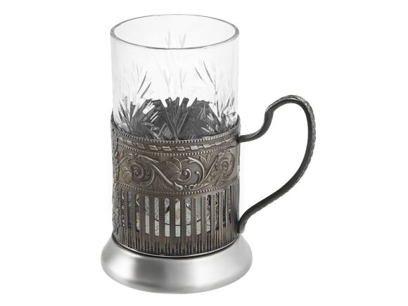 Чайный набор с подстаканником и фарфоровым чайником ЭГОИСТ-М, серебристый/белый Чайный набор с подстаканником и фарфоровым чайником ЭГОИСТ-М, серебристый/белый