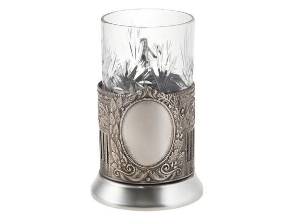 Чайный набор с подстаканником и фарфоровым чайником ЭГОИСТ-М, серебристый/белый Чайный набор с подстаканником и фарфоровым чайником ЭГОИСТ-М, серебристый/белый