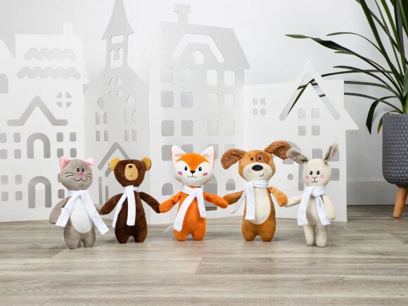 Мягкая игрушка Beastie Toys, мишка с белым шарфом Мягкая игрушка Beastie Toys, мишка с белым шарфом