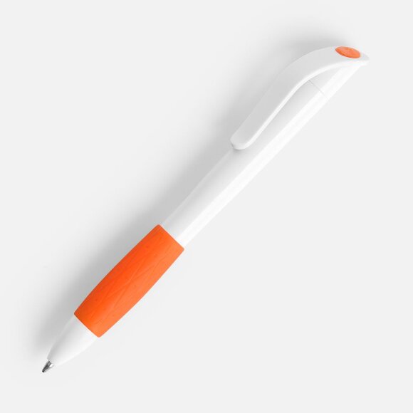 Ручка шариковая Grip, белая с оранжевым Ручка шариковая Grip, белая с оранжевым