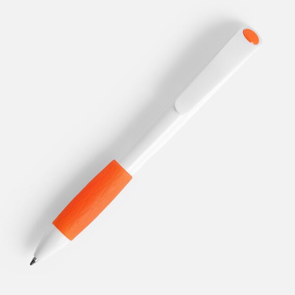 Ручка шариковая Grip, белая с оранжевым Ручка шариковая Grip, белая с оранжевым