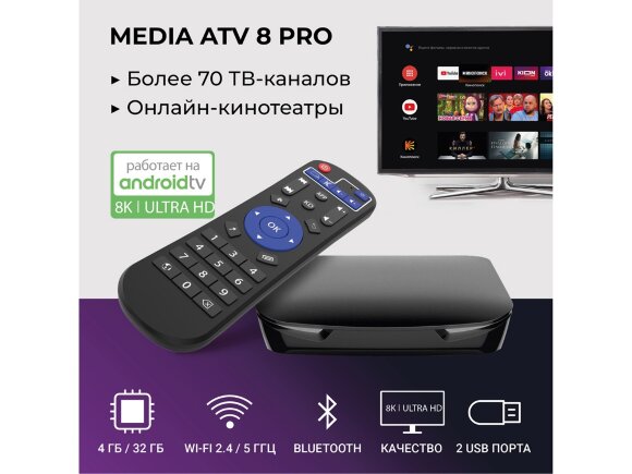 Медиаплеер HIPER MEDIA ATV 8K Pro Медиаплеер HIPER MEDIA ATV 8K Pro