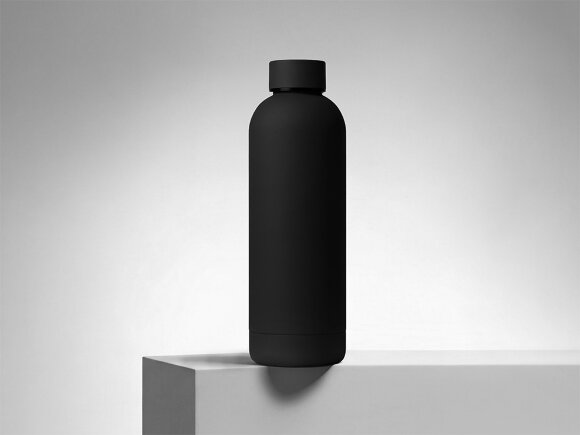 Вакуумная термобутылка Cask Waterline, soft touch, 500 мл, тубус, черный