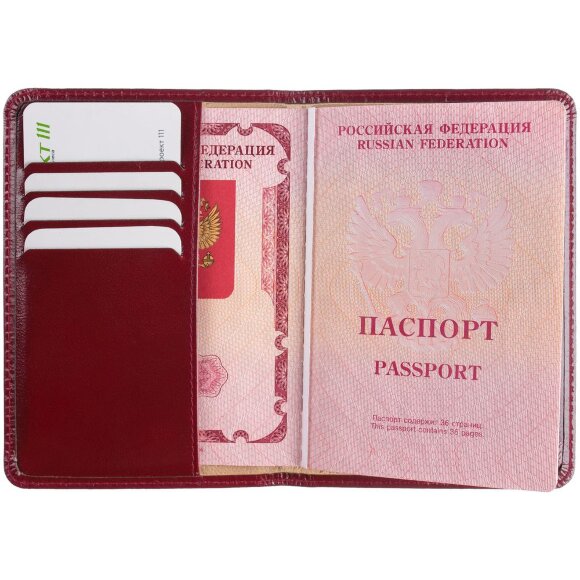Обложка для паспорта Signature, бордовая Обложка для паспорта Signature, бордовая