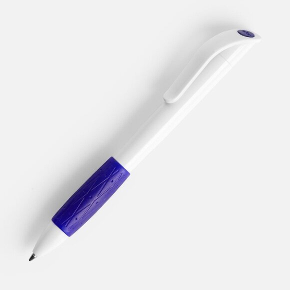 Ручка шариковая Grip, белая (молочная) с синим Ручка шариковая Grip, белая (молочная) с синим