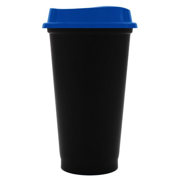Стакан с крышкой Color Cap Black, черный с синим Стакан с крышкой Color Cap Black, черный с синим