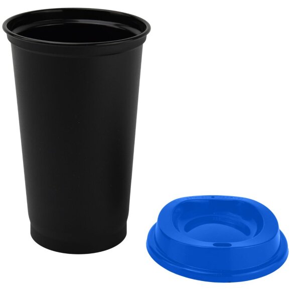 Стакан с крышкой Color Cap Black, черный с синим Стакан с крышкой Color Cap Black, черный с синим