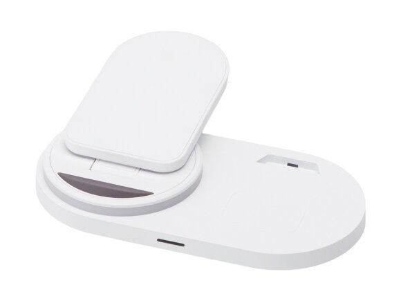 Складная зарядная станция с беспроводной зарядкой Flashport, 15 Вт, белый