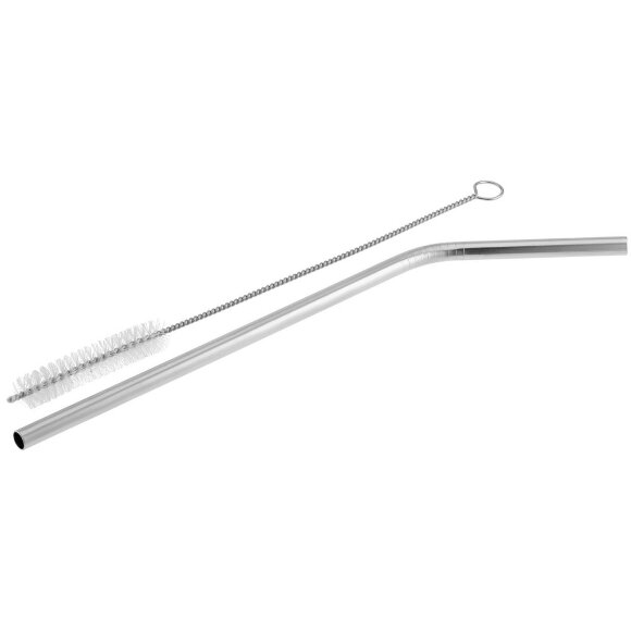 Набор Mellow, с изогнутой трубочкой, серебристый Набор Mellow, с изогнутой трубочкой, серебристый