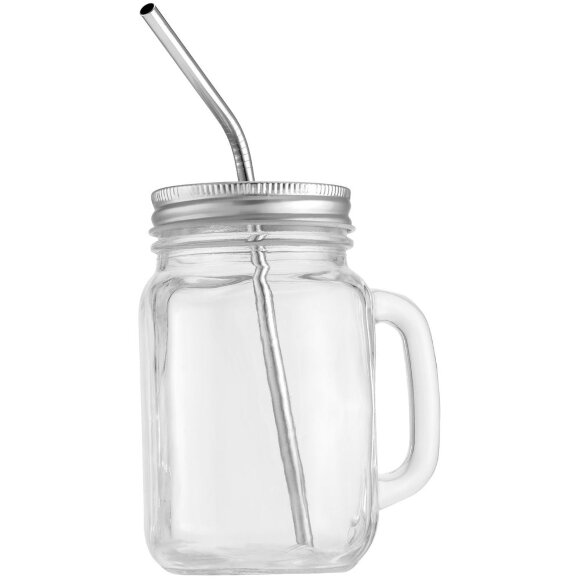 Набор Mellow, с изогнутой трубочкой, серебристый Набор Mellow, с изогнутой трубочкой, серебристый