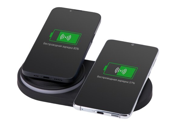 Складная зарядная станция с беспроводной зарядкой Flashport, 15 Вт, черный