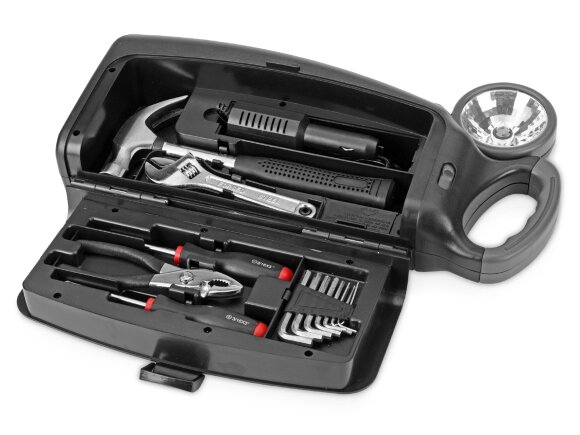 Набор инструментов автомобилиста с фонарем, 14 предметов, черный Набор инструментов автомобилиста с фонарем, 14 предметов, черный