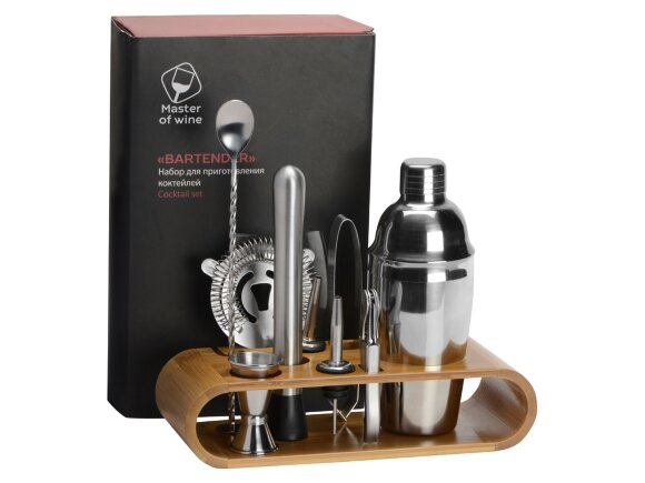 Набор Bartender для приготовления коктейлей на бамбуковой подставке Набор Bartender для приготовления коктейлей на бамбуковой подставке