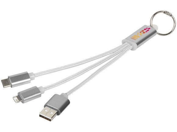 Кабель для зарядки Metal 3-в-1 с брелоком, серый Кабель для зарядки Metal 3-в-1 с брелоком, серый