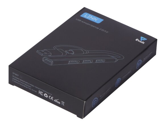 USB-хаб Link с коннектором 2-в-1 USB-C и USB-A, 2.0/3.0, черный USB-хаб Link с коннектором 2-в-1 USB-C и USB-A, 2.0/3.0, черный