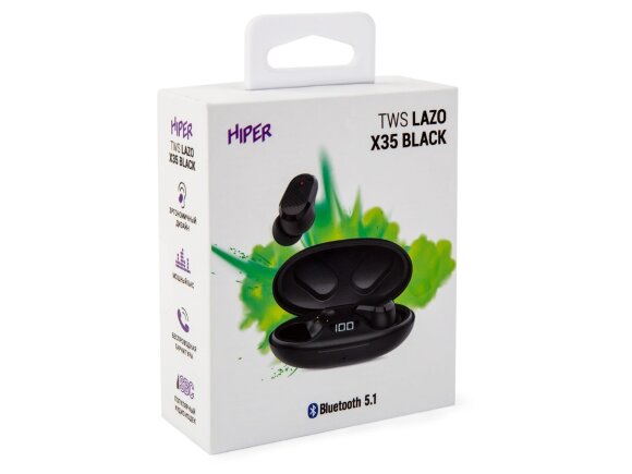 Наушники HIPER TWS Lazo X35 Black (HTW-LX35) Bluetooth 5.0 гарнитура, Черный Наушники HIPER TWS Lazo X35 Black (HTW-LX35) Bluetooth 5.0 гарнитура, Черный
