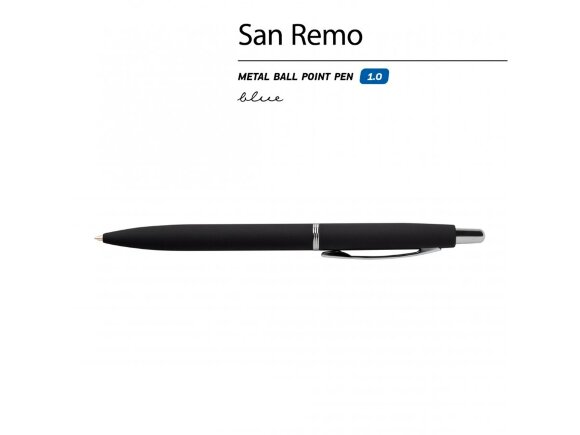 Ручка металлическая шариковая San Remo, софт тач, 1.0 мм, черная