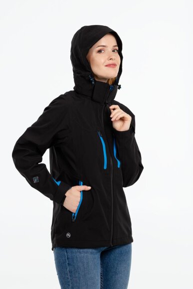 Куртка софтшелл женская Patrol, черная с серым Куртка софтшелл женская Patrol, черная с серым