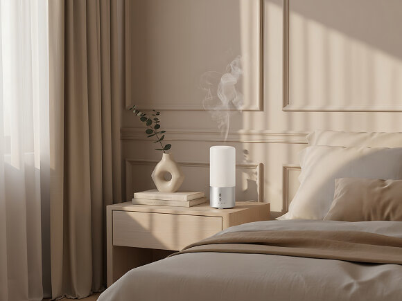 Увлажнитель воздуха с подсветкой Breathe, белый/серебристый Увлажнитель воздуха с подсветкой Breathe, белый/серебристый