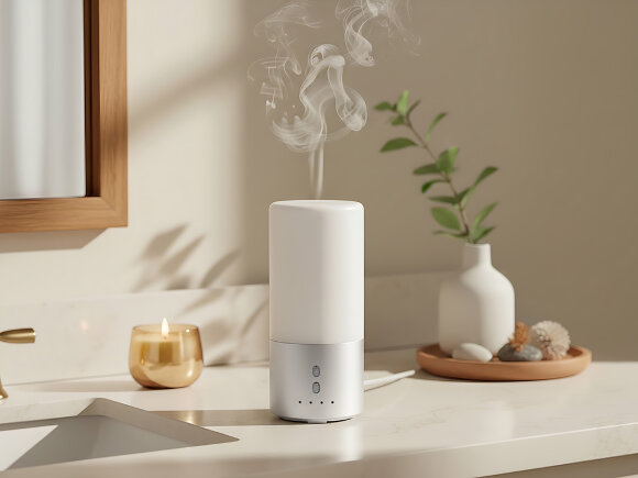 Увлажнитель воздуха с подсветкой Breathe, белый/серебристый Увлажнитель воздуха с подсветкой Breathe, белый/серебристый