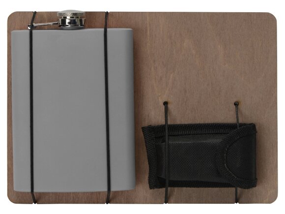 Подарочный набор Путешественник с флягой и мультитулом, светло-серый Подарочный набор Путешественник с флягой и мультитулом, светло-серый