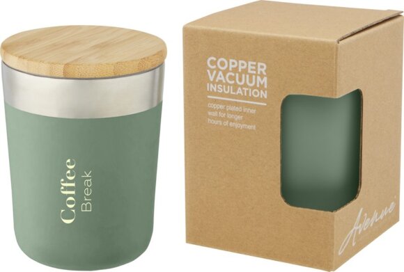 Lagan Кружка с медной вакуумной изоляцией объемом 300 мл и бамбуковой крышкой, зеленый Lagan Кружка с медной вакуумной изоляцией объемом 300 мл и бамбуковой крышкой, зеленый