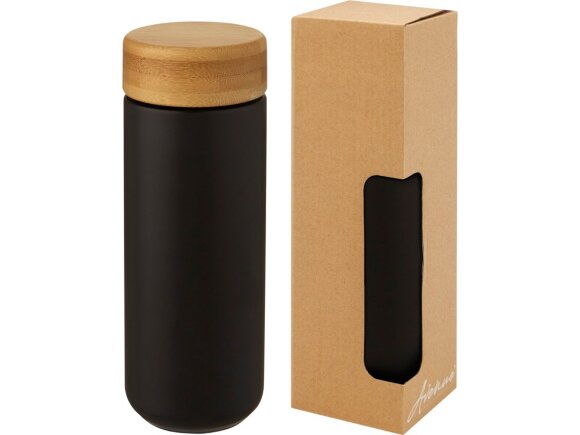 Lumi керамическая кружка объемом 300 мл с бамбуковой крышкой, черный Lumi керамическая кружка объемом 300 мл с бамбуковой крышкой, черный