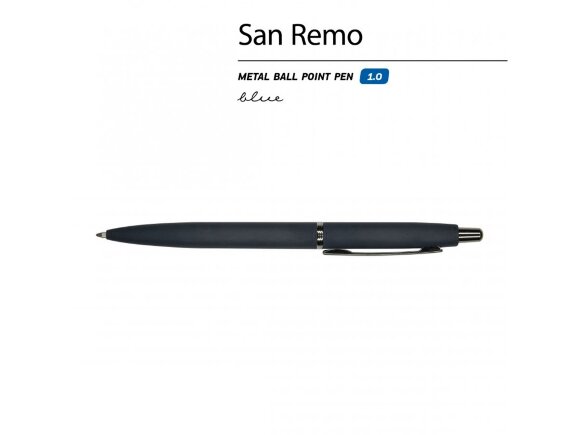 Ручка металлическая шариковая San Remo, софт тач, 1.0 мм, темно-синяя