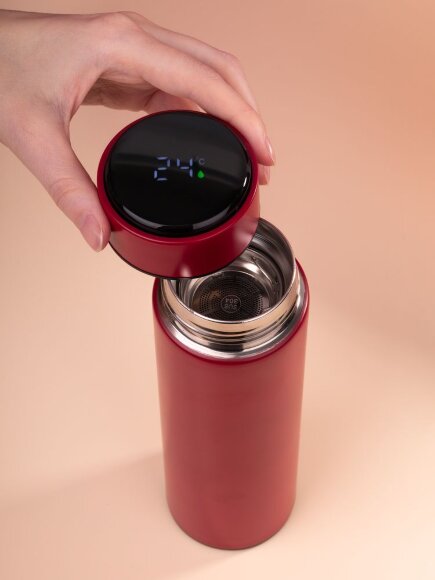 Смарт-бутылка с заменяемой батарейкой Long Therm, красная