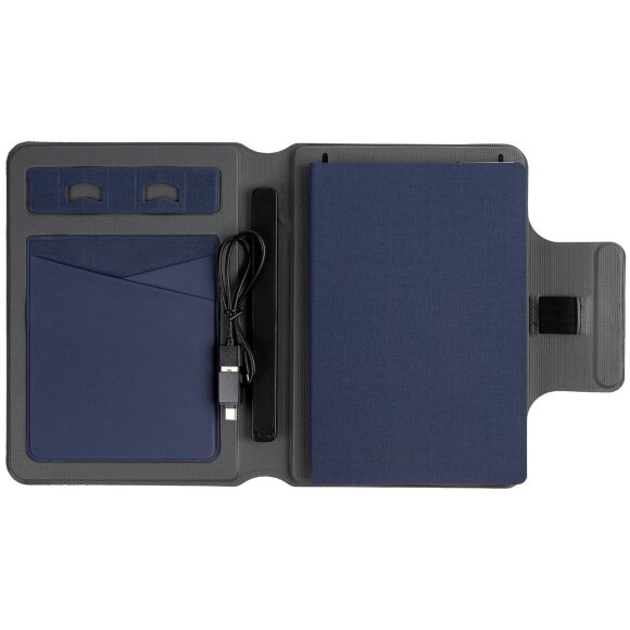 Органайзер с блокнотом и аккумулятором Oiro, синий Органайзер с блокнотом и аккумулятором Oiro, синий