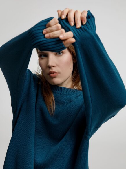 Джемпер оверсайз унисекс Stated в сумке, синий (морская волна)