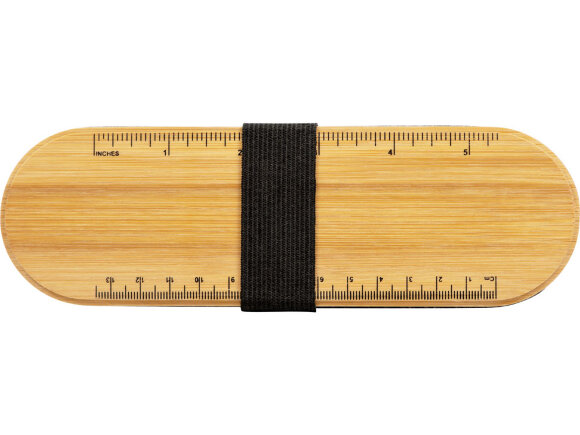 Пенал с линейкой и подставкой для телефона из бамбука Haruki, серый Пенал с линейкой и подставкой для телефона из бамбука Haruki, серый