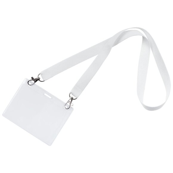 Лента для бейджа с 2 карабинами Carabine Duo, белая Лента для бейджа с 2 карабинами Carabine Duo, белая