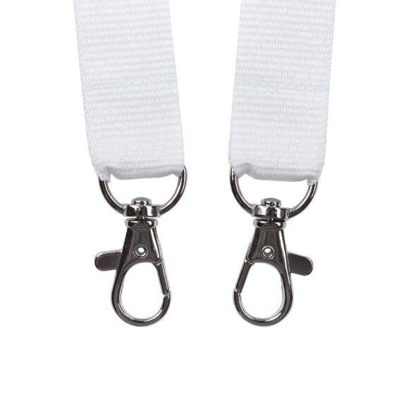 Лента для бейджа с 2 карабинами Carabine Duo, белая Лента для бейджа с 2 карабинами Carabine Duo, белая